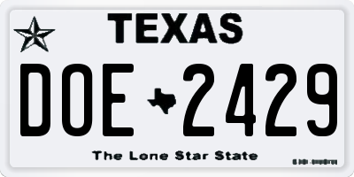 TX license plate DOE2429