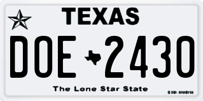 TX license plate DOE2430