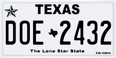 TX license plate DOE2432