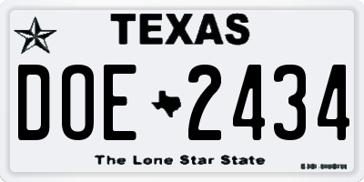 TX license plate DOE2434