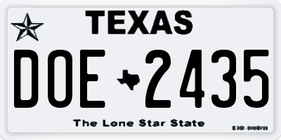 TX license plate DOE2435