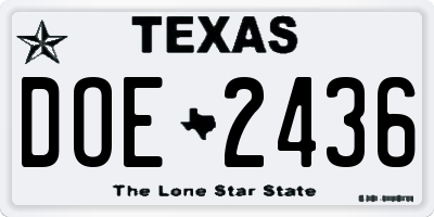 TX license plate DOE2436
