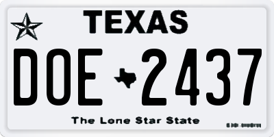TX license plate DOE2437