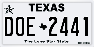 TX license plate DOE2441