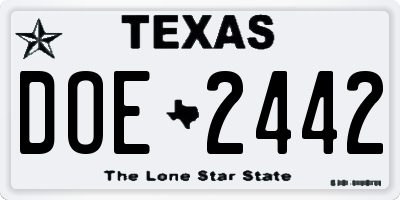TX license plate DOE2442