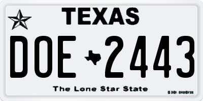 TX license plate DOE2443