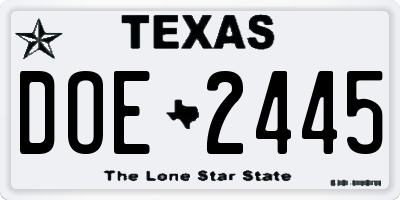 TX license plate DOE2445
