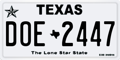 TX license plate DOE2447