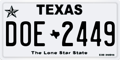 TX license plate DOE2449