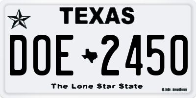 TX license plate DOE2450