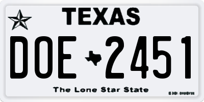 TX license plate DOE2451