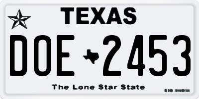 TX license plate DOE2453