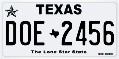 TX license plate DOE2456