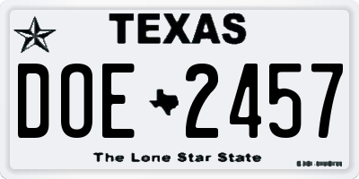 TX license plate DOE2457