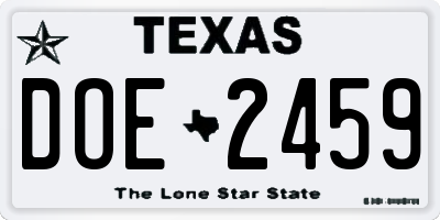 TX license plate DOE2459