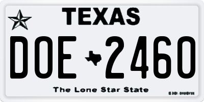 TX license plate DOE2460