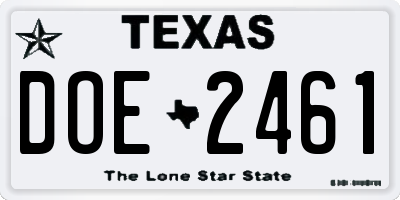 TX license plate DOE2461