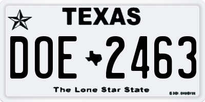 TX license plate DOE2463