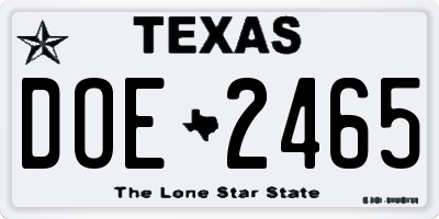 TX license plate DOE2465