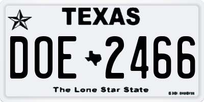 TX license plate DOE2466