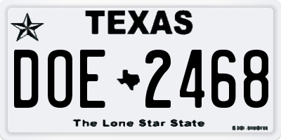 TX license plate DOE2468