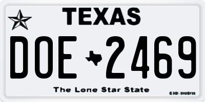 TX license plate DOE2469