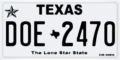 TX license plate DOE2470