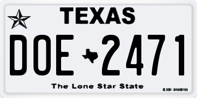 TX license plate DOE2471