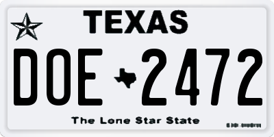 TX license plate DOE2472