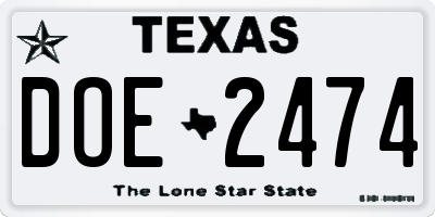 TX license plate DOE2474