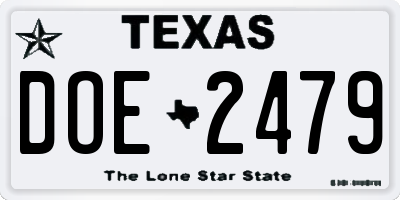 TX license plate DOE2479