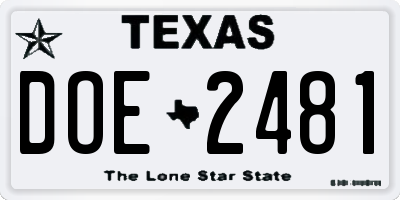 TX license plate DOE2481