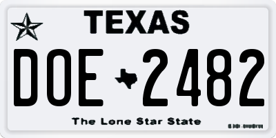 TX license plate DOE2482