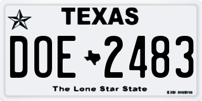 TX license plate DOE2483