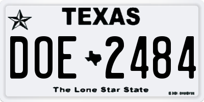 TX license plate DOE2484