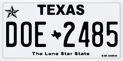TX license plate DOE2485