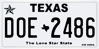 TX license plate DOE2486