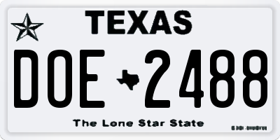 TX license plate DOE2488
