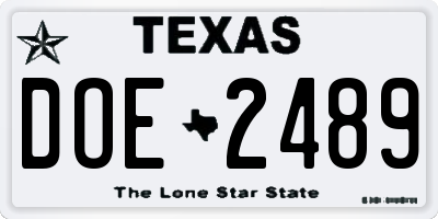 TX license plate DOE2489