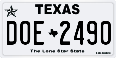 TX license plate DOE2490