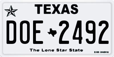 TX license plate DOE2492