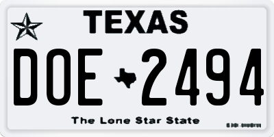 TX license plate DOE2494