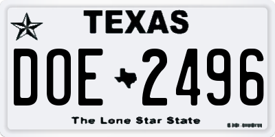 TX license plate DOE2496