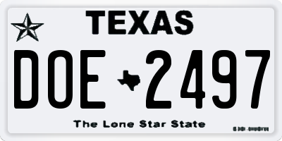 TX license plate DOE2497