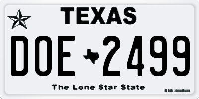 TX license plate DOE2499