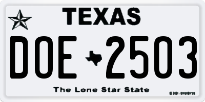 TX license plate DOE2503