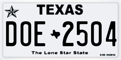 TX license plate DOE2504