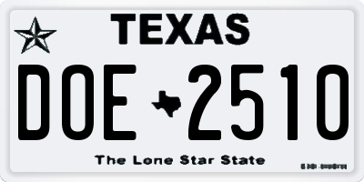 TX license plate DOE2510