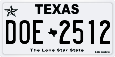 TX license plate DOE2512