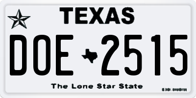 TX license plate DOE2515